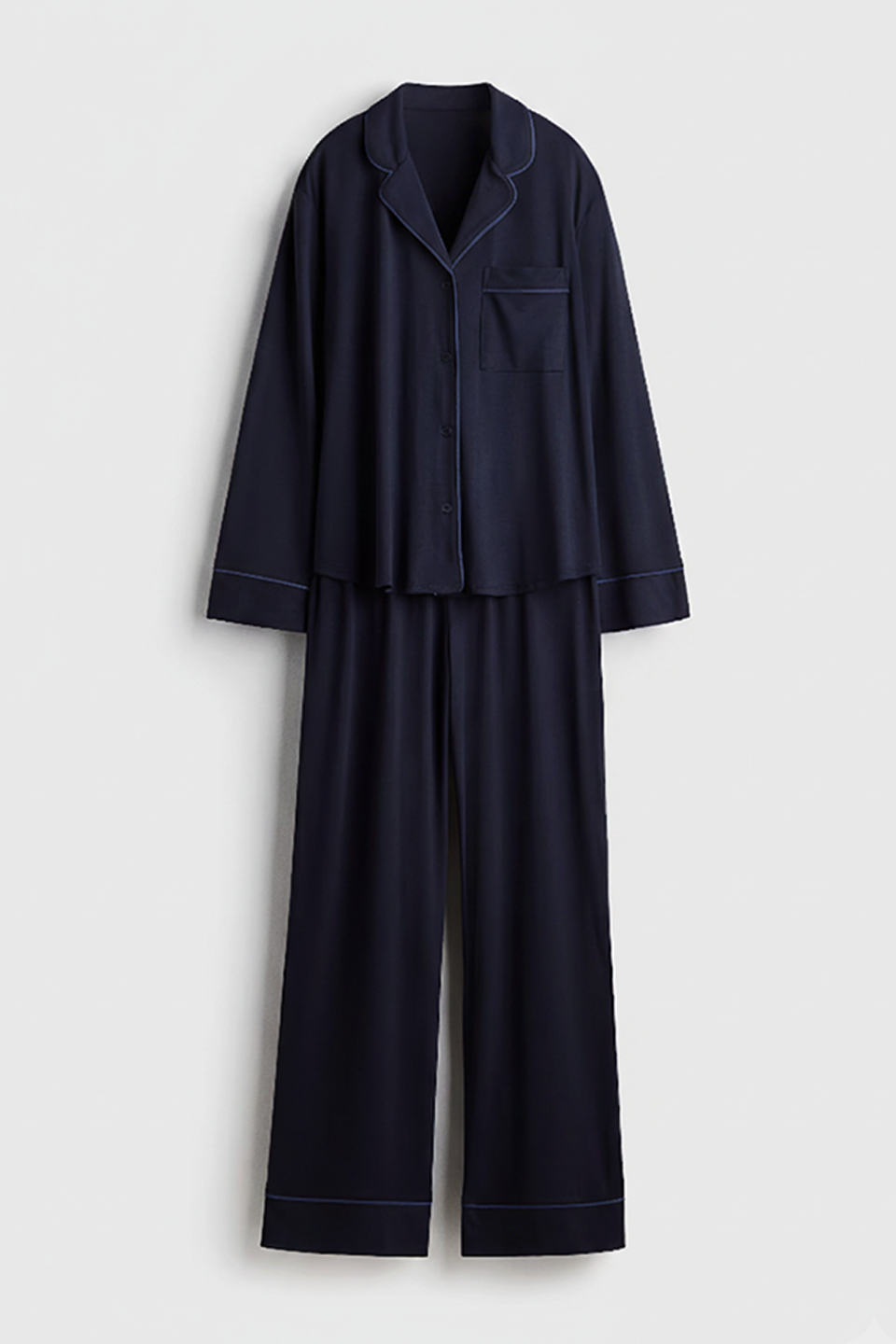 Emerce - Basic Linen Pajama Set - Navyblue