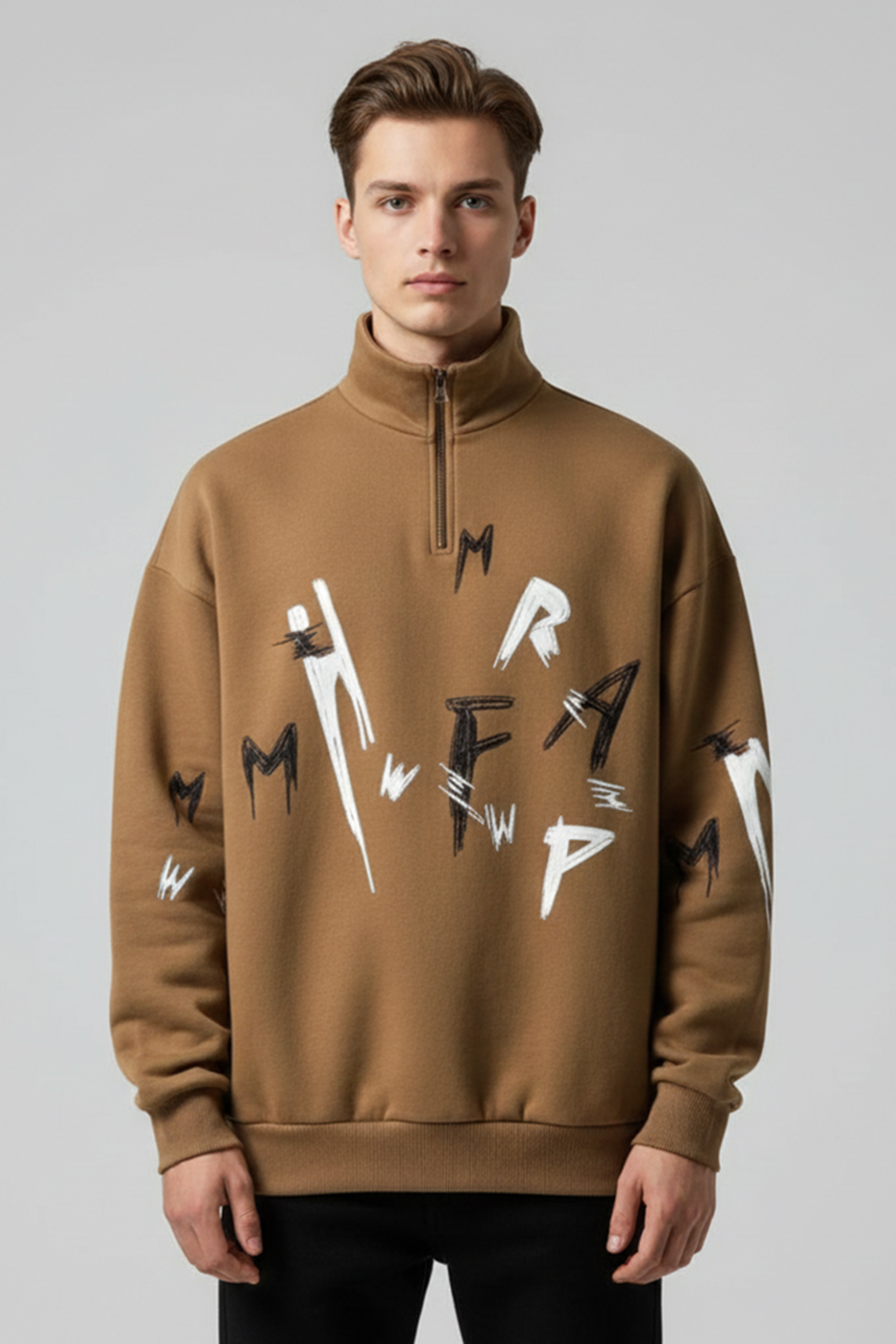 Emerce - Zipper Mock Neck - Brown