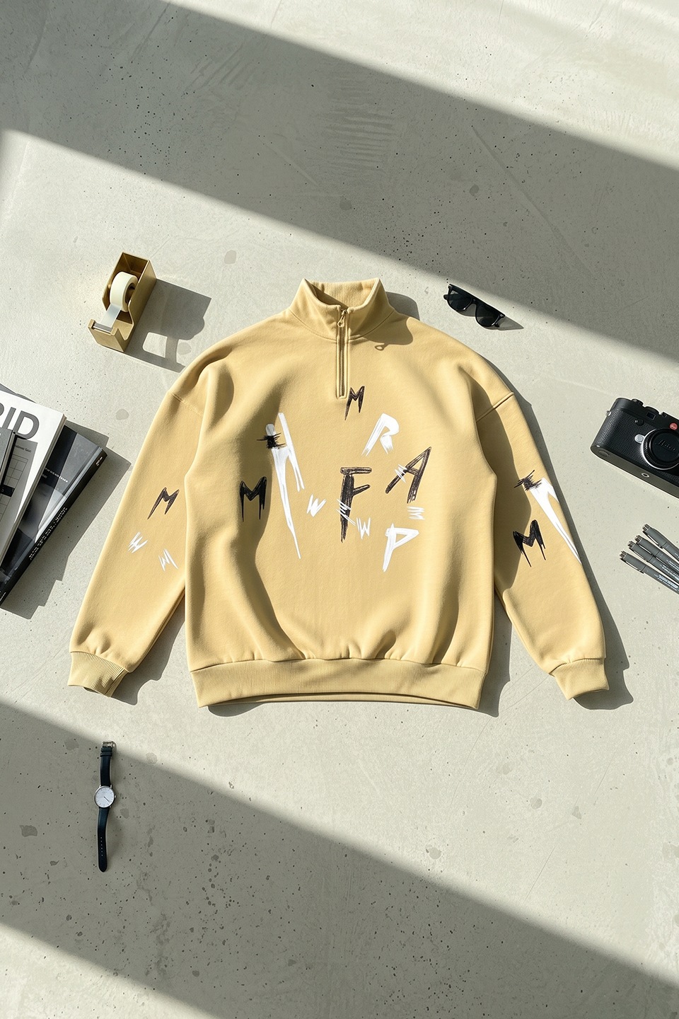 Emerce - Zipper Mock Neck - Beige