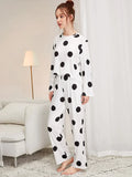 M-Black & White Doted Printed Night Suit