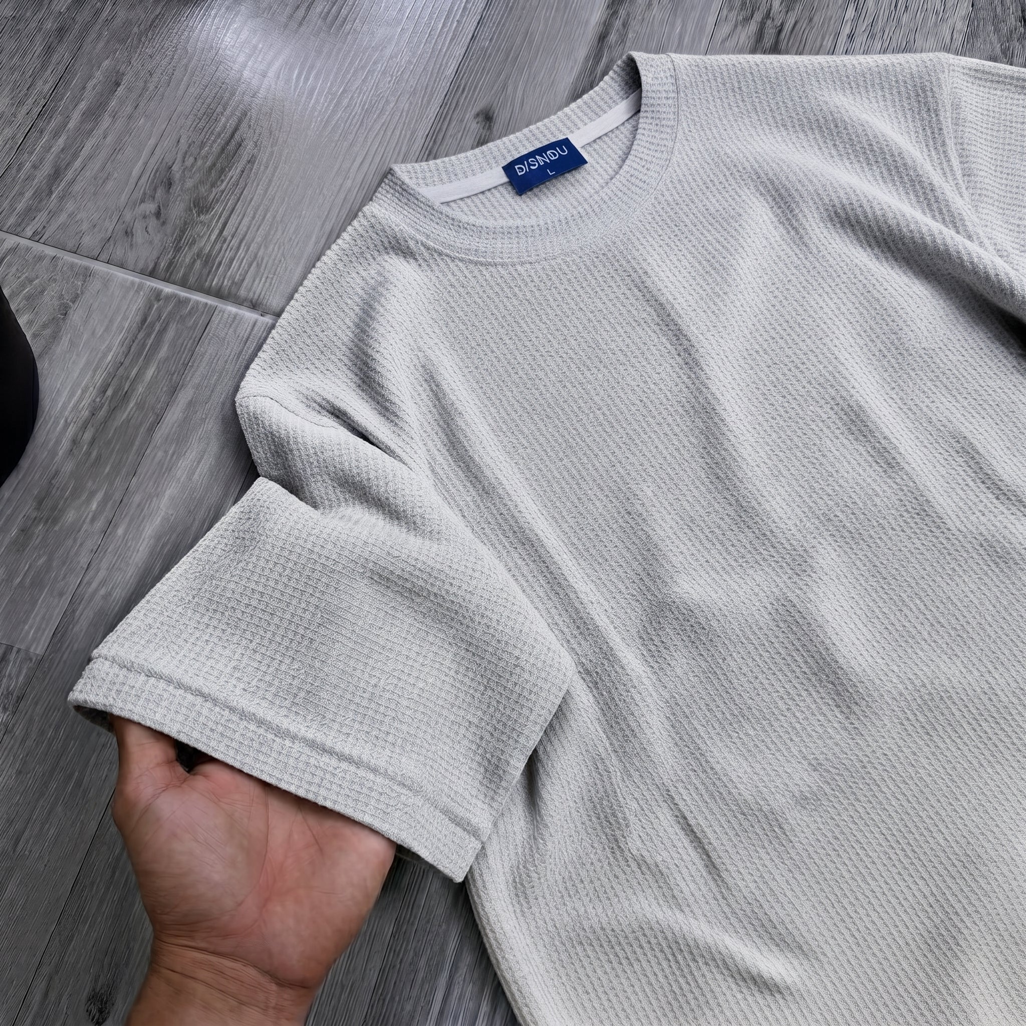 Emerce - Oversized Waffle Knit Tee For Men - GREY