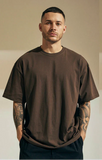 Emerce - Dark Brown Color Drop-Shoulder T-Shirt