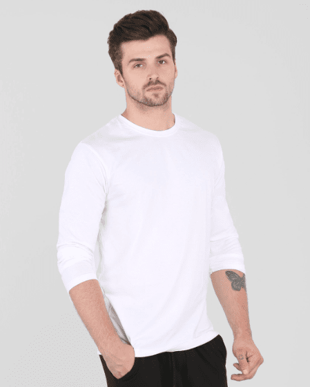Emerce- Plain White T-Shirt Full Sleeves