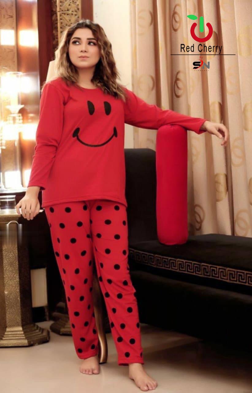 Emerce-Smiley New Polka PJ Suit - Red