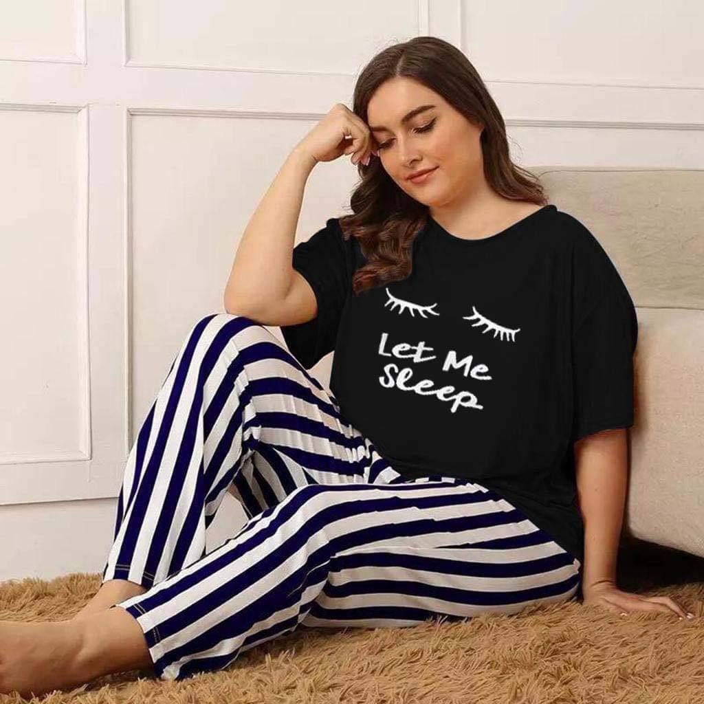 Emerce-Let Me Sleep Printed PJ Suit - Black