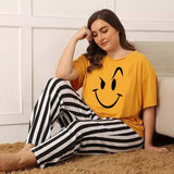 Emerce-Angry Smiley Printed PJ Suit - Mustard