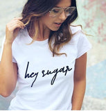 HEY SUGAR PRINTED HALF SLEEVES T-SHIRT - WHITE