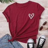 Emerce- Pocket Heart Printed Half Sleeves T-Shirt - Maroon