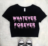 Emerce- WHATEVER FOREVER Printed Half Sleeves CropTop - Black