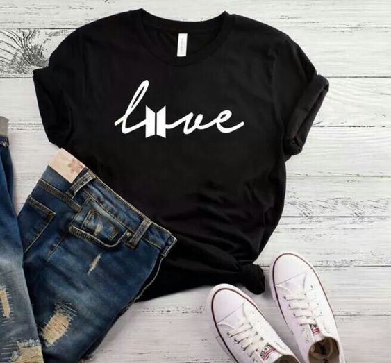 Emerce- Love Printed Half Sleeves T-Shirt - Black