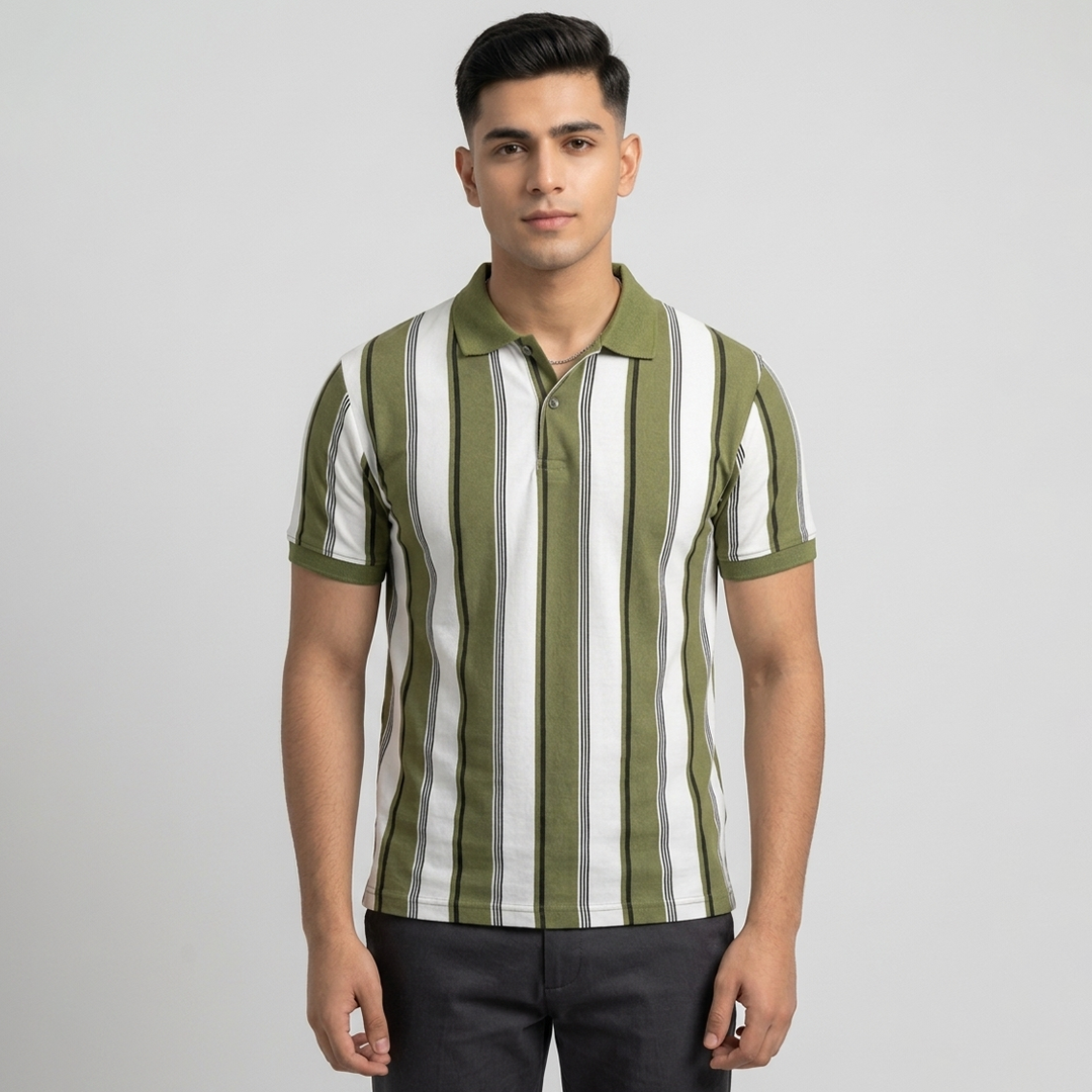 Emerce - Old Money Stripe N - Polo Olive