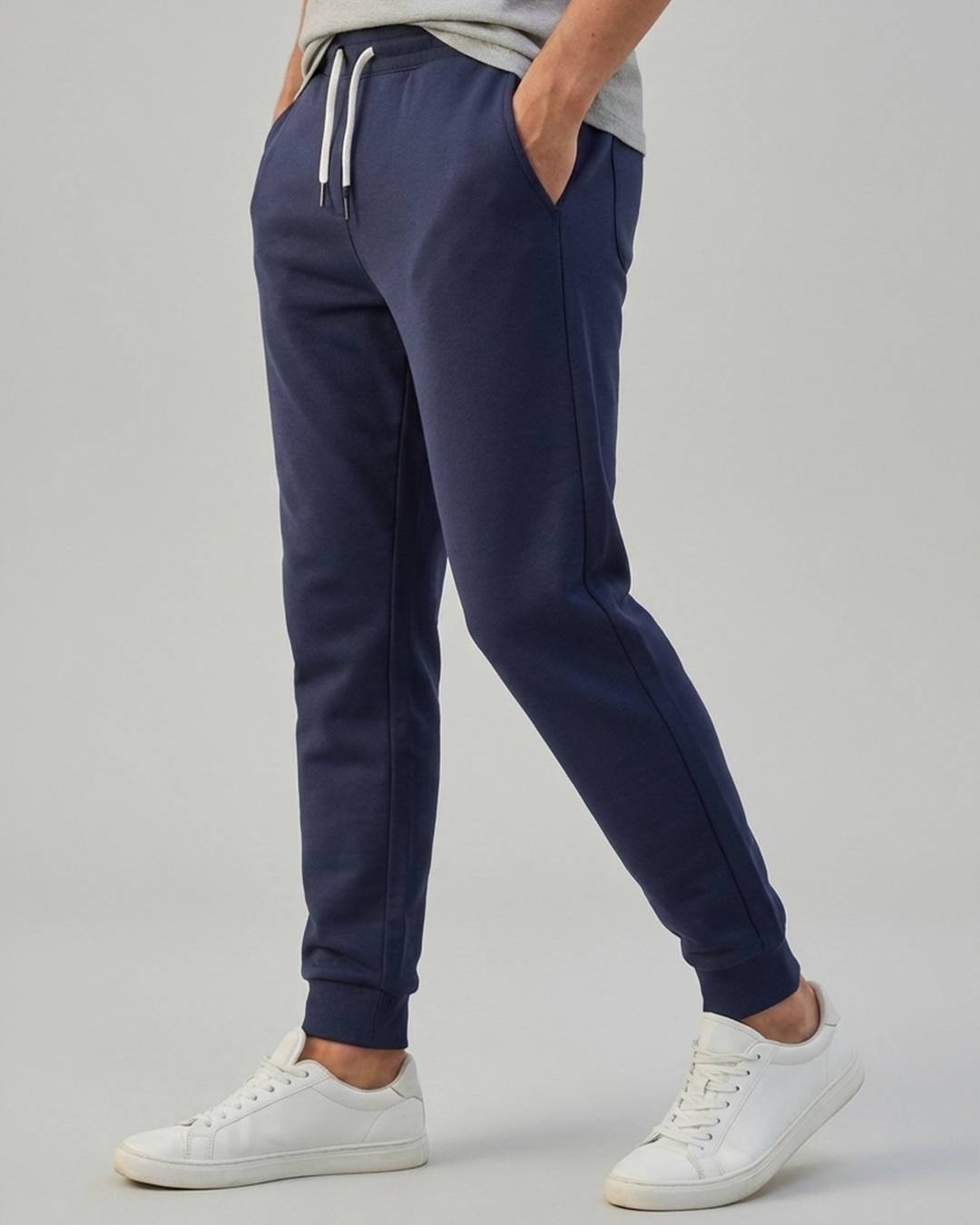 Emerce - Rib Cotton Fleece  Trouser - Navy