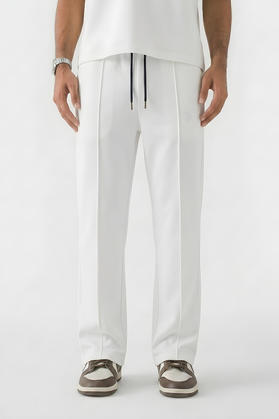 Emerce - Stripe Straight Trouser- White