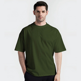 Emerce - Olive  Color Drop-Shoulder T-shirt