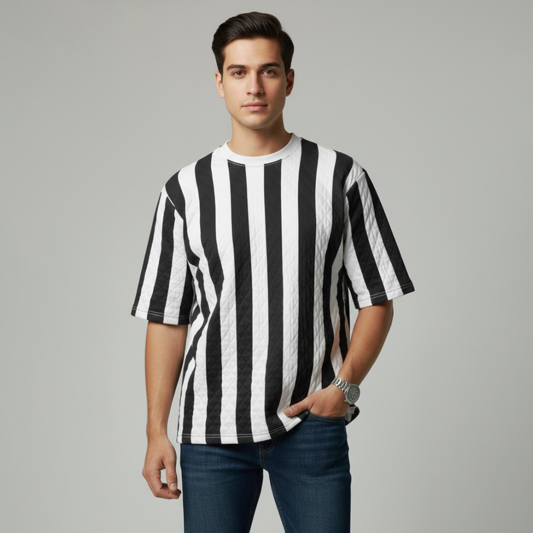 Emerce - Textured Stripe Tee - Black