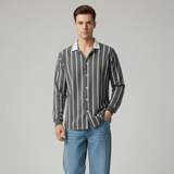 Emerce Striped Button Down - Charcoal