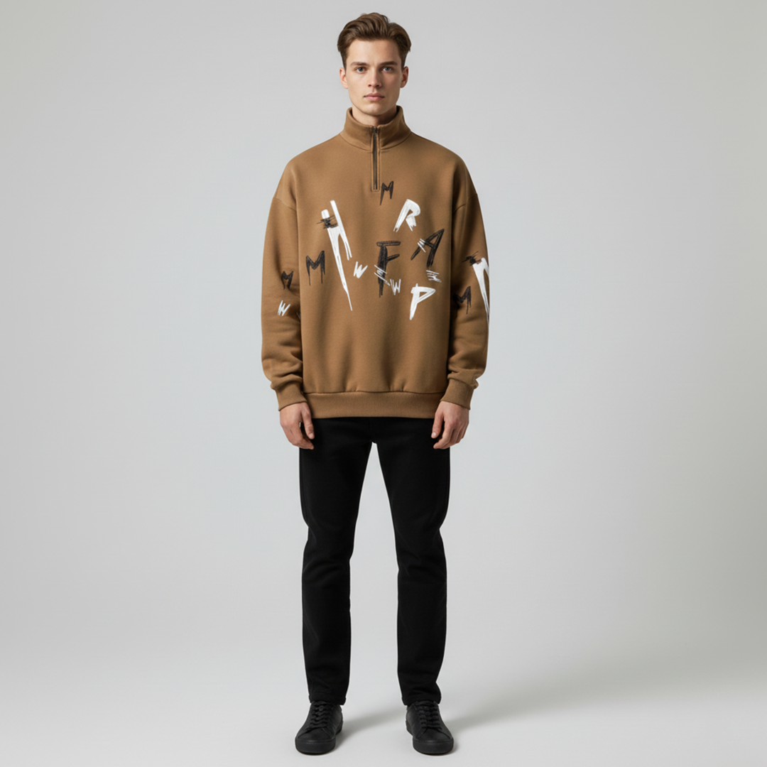 Emerce - Zipper Mock Neck - Brown