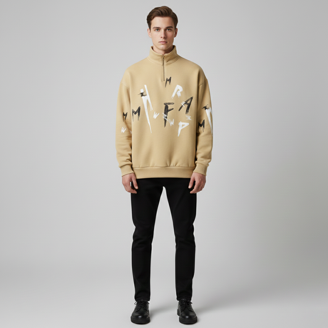 Emerce - Zipper Mock Neck - Beige