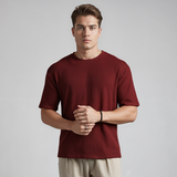 Emerce - Oversized Waffle Knit Tee For Men - Maroon