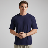 Emerce - Oversized Waffle Knit Tee For Men - Navy Blue