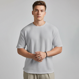 Emerce - Oversized Waffle Knit Tee For Men - GREY