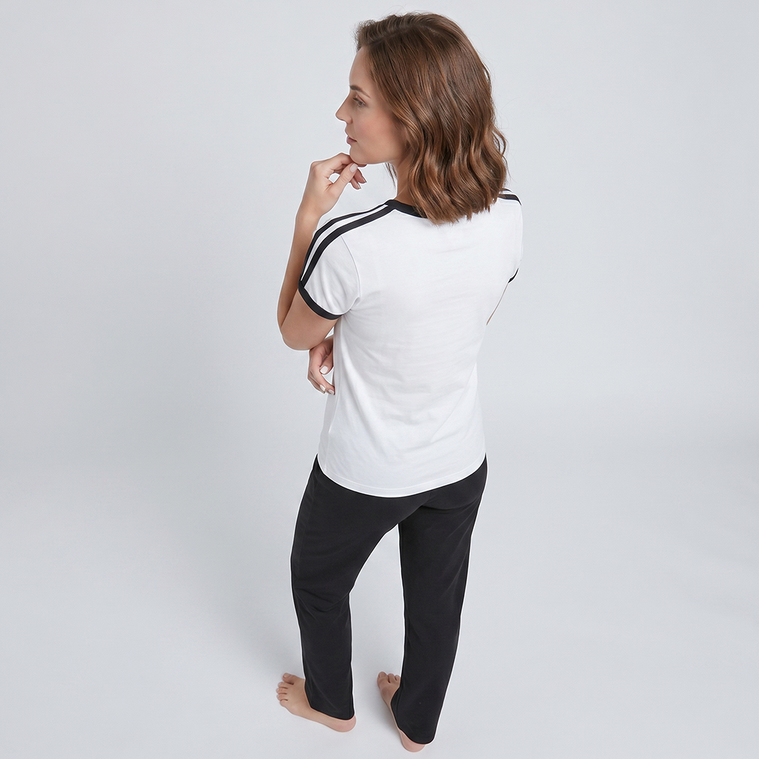 WomenLines Track Suit With Collar Panel - White