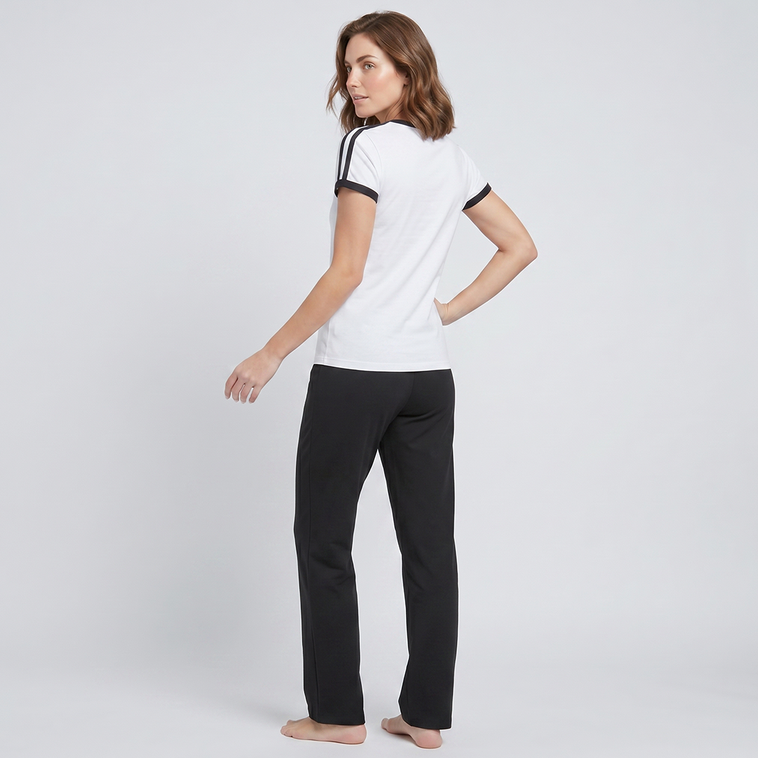 WomenLines Track Suit With Collar Panel - White