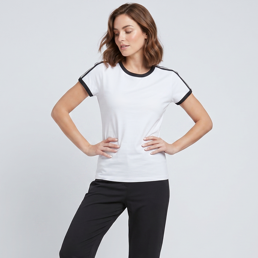 WomenLines Track Suit With Collar Panel - White