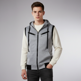 Emerce -GREY Sleeveless Hooded Zipper