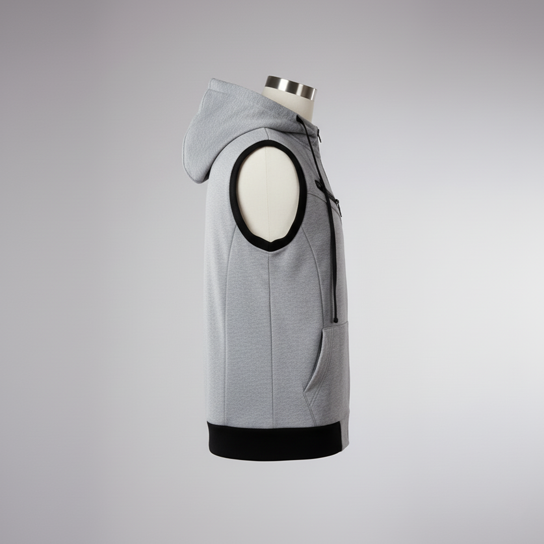 Emerce -GREY Sleeveless Hooded Zipper