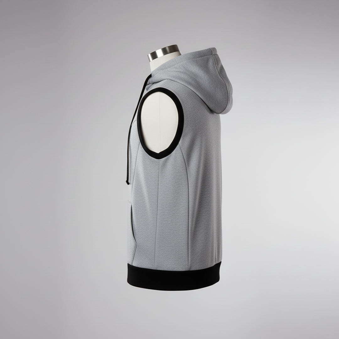 Emerce -GREY Sleeveless Hooded Zipper