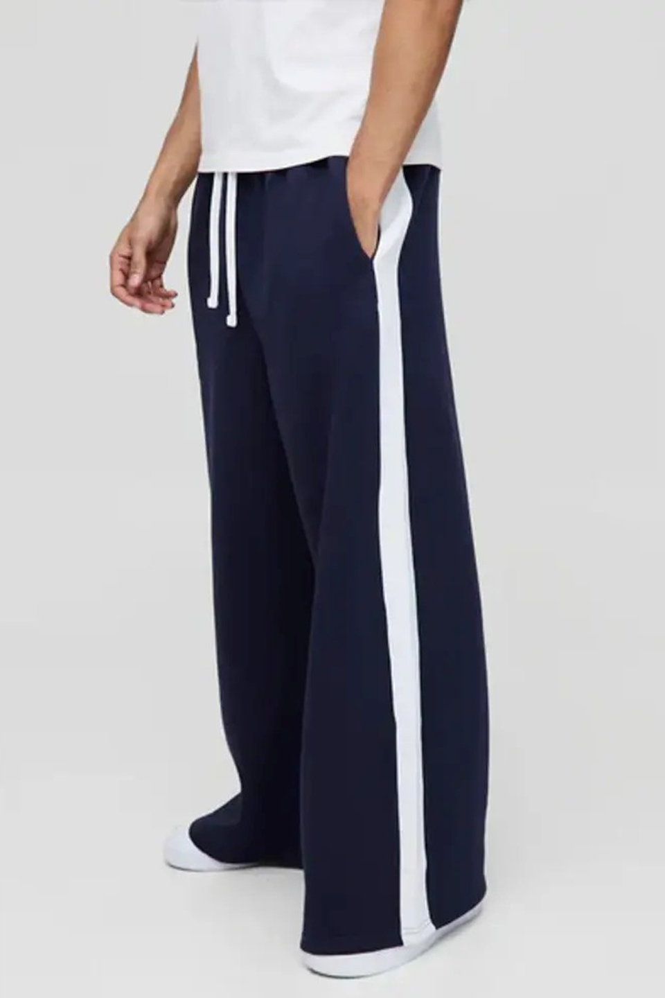 Side Panel Wide Leg Trouser - Navyblue