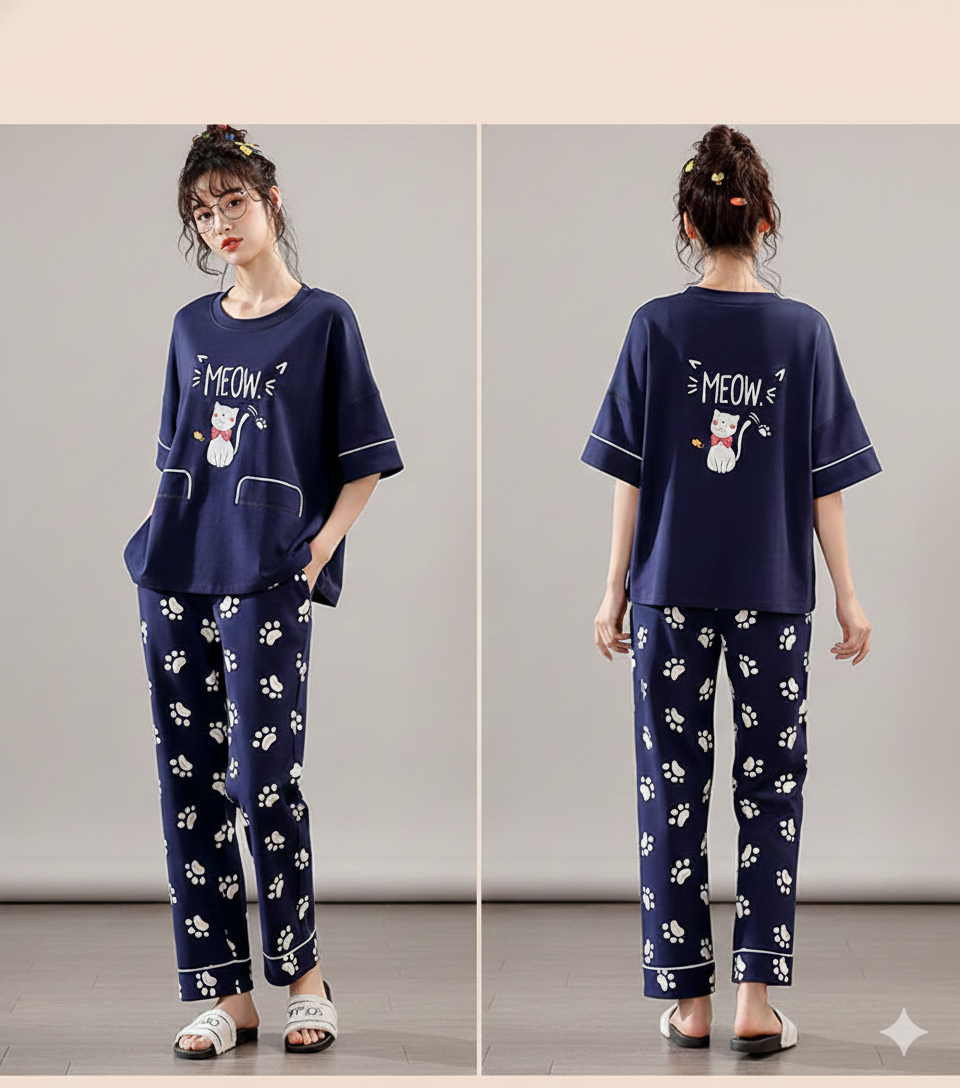 Emerce - MEOW PJ SUIT NAVY BLUE -NEW