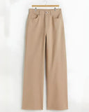 Plain Wide Leg Jeans - Beige