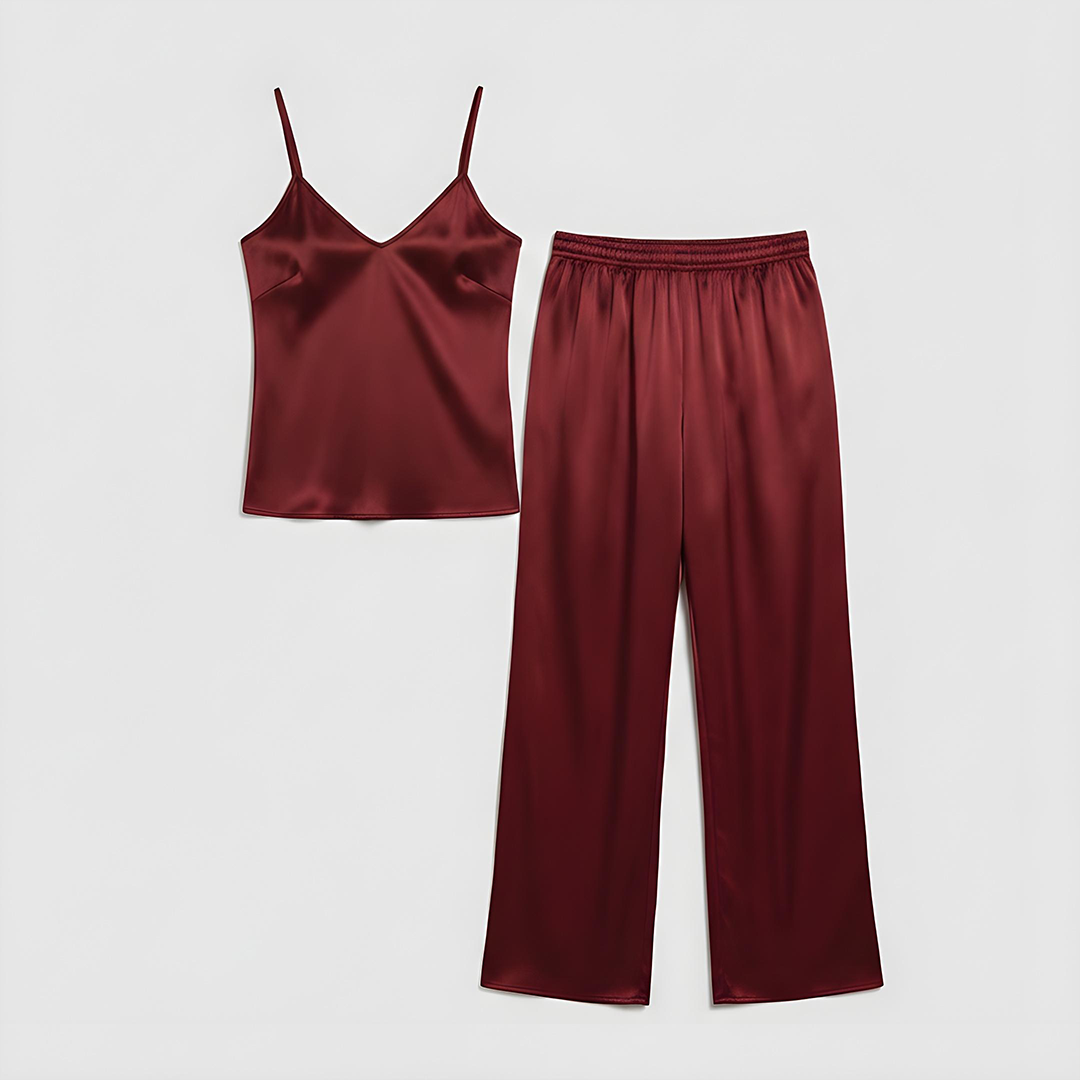 Emerce - Silk Cami Comfort Set - Maroon
