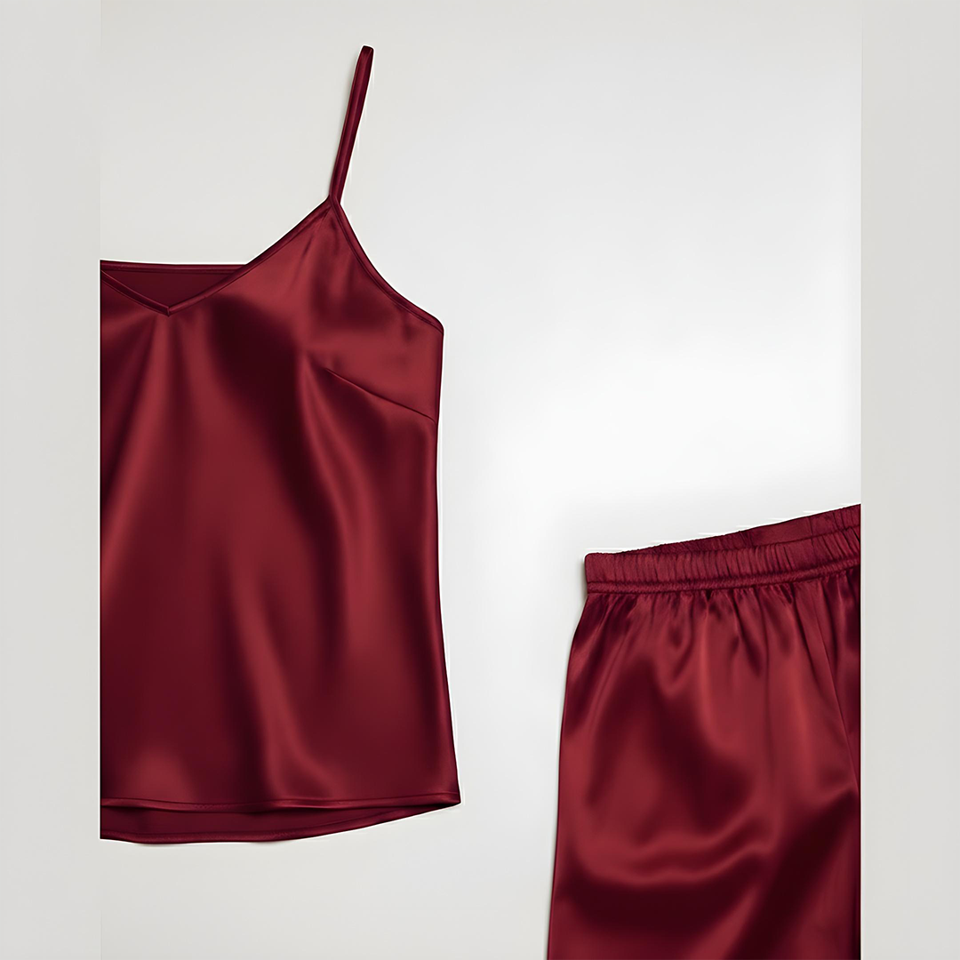 Emerce - Silk Cami Comfort Set - Maroon