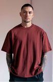 Emerce - Maroon Color Drop-Shoulder T-Shirt