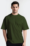 Emerce - Olive  Color Drop-Shoulder T-shirt