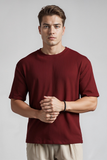 Emerce - Oversized Waffle Knit Tee For Men - Maroon