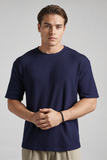 Emerce - Oversized Waffle Knit Tee For Men - Navy Blue