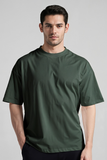 Emerce - Bottle Green Color Drop-Shoulder T-Shirt