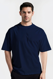Emerce - Dark Blue Color Drop-Shoulder T-shirt