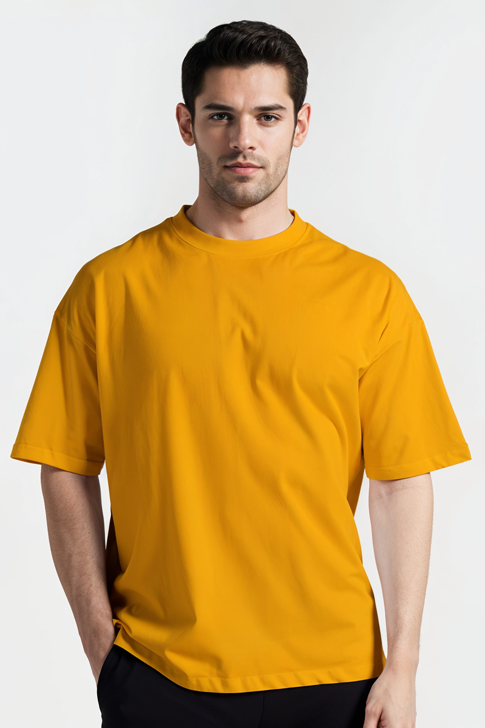 Emerce - Mustard Color Drop-Shoulder T-Shirt