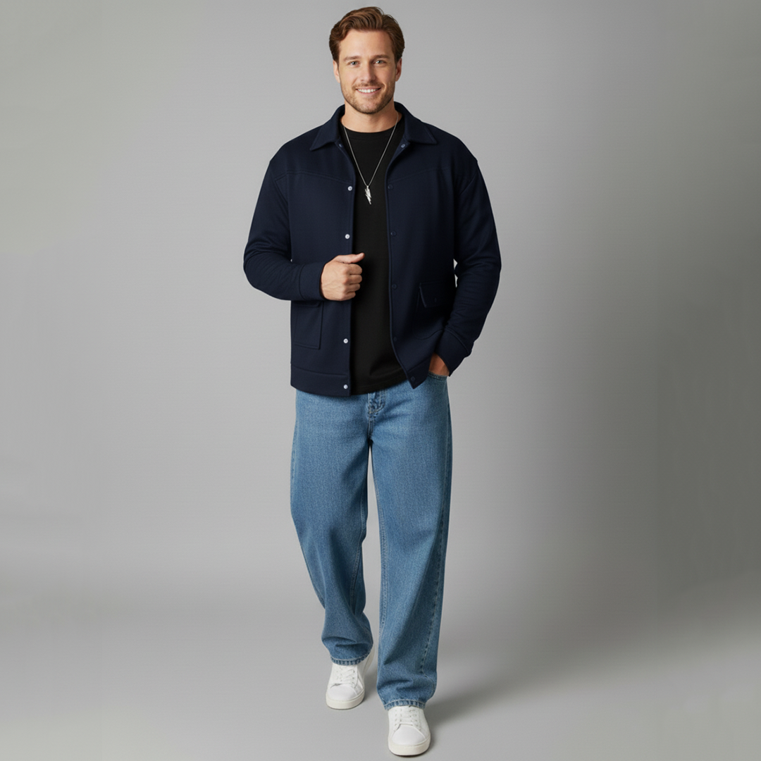 Emerce -WinterEase Button Jacket -NAVY BLUE
