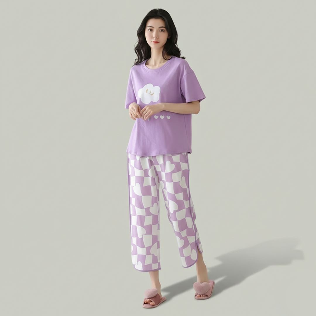 N-Purplish  Printed Night Suit