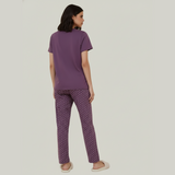 M-Purple Butterfly Printed Night Suit