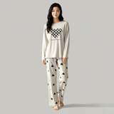M-CHECKERED HEART PRINTED PJ SUIT FULL SLEEVES