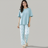 M-SKYBLUE MOTION PRINTED NIGHT SUIT