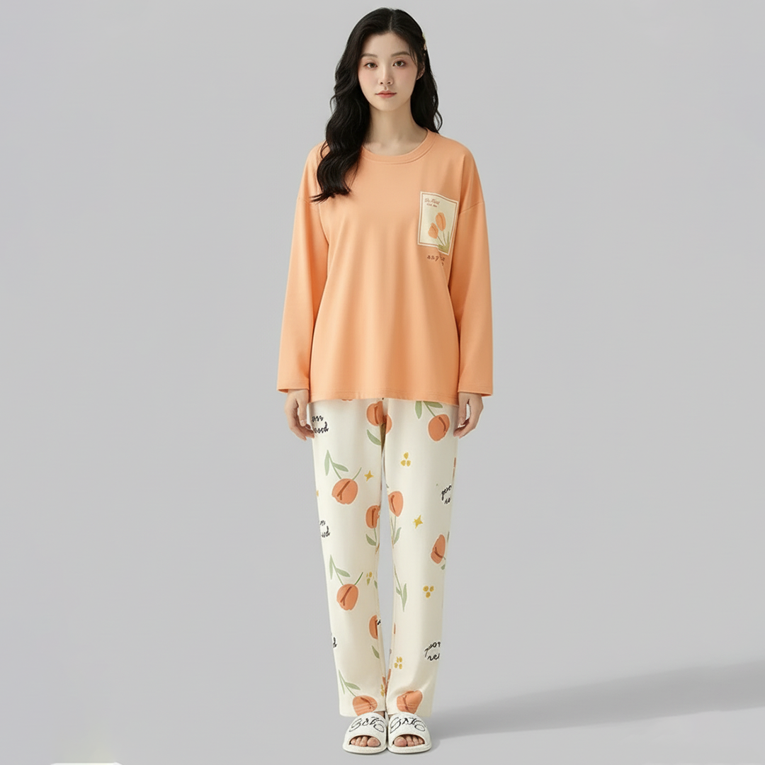 M-POCKET FLOWER PRINTED PJ SUIT FULL SLEEVES