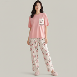 N-Pocket Printed Night Suit - Pink